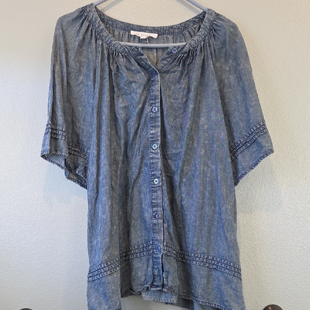 Jane and Delancey Blue Button-Down Blouse